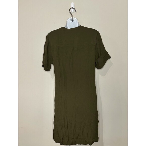 Madewell Novela Lace-Up Front Shift Dress Olive Green Viscose Size S EUC!! - Picture 3 of 4